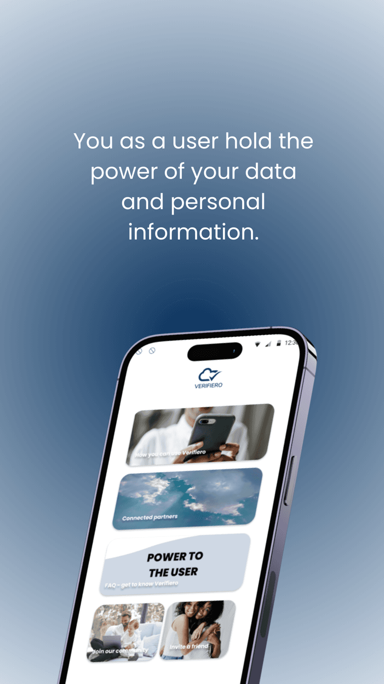 Startansicht der App zur Kontrolle über Ihre Daten